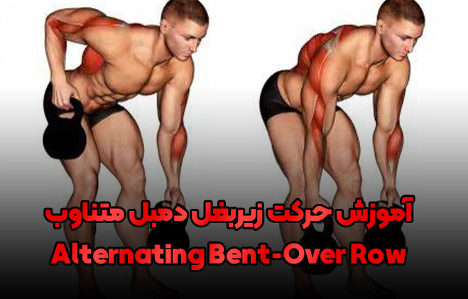 آموزش حرکت زیربغل دمبل متناوب Alternating Bent Over Row 2